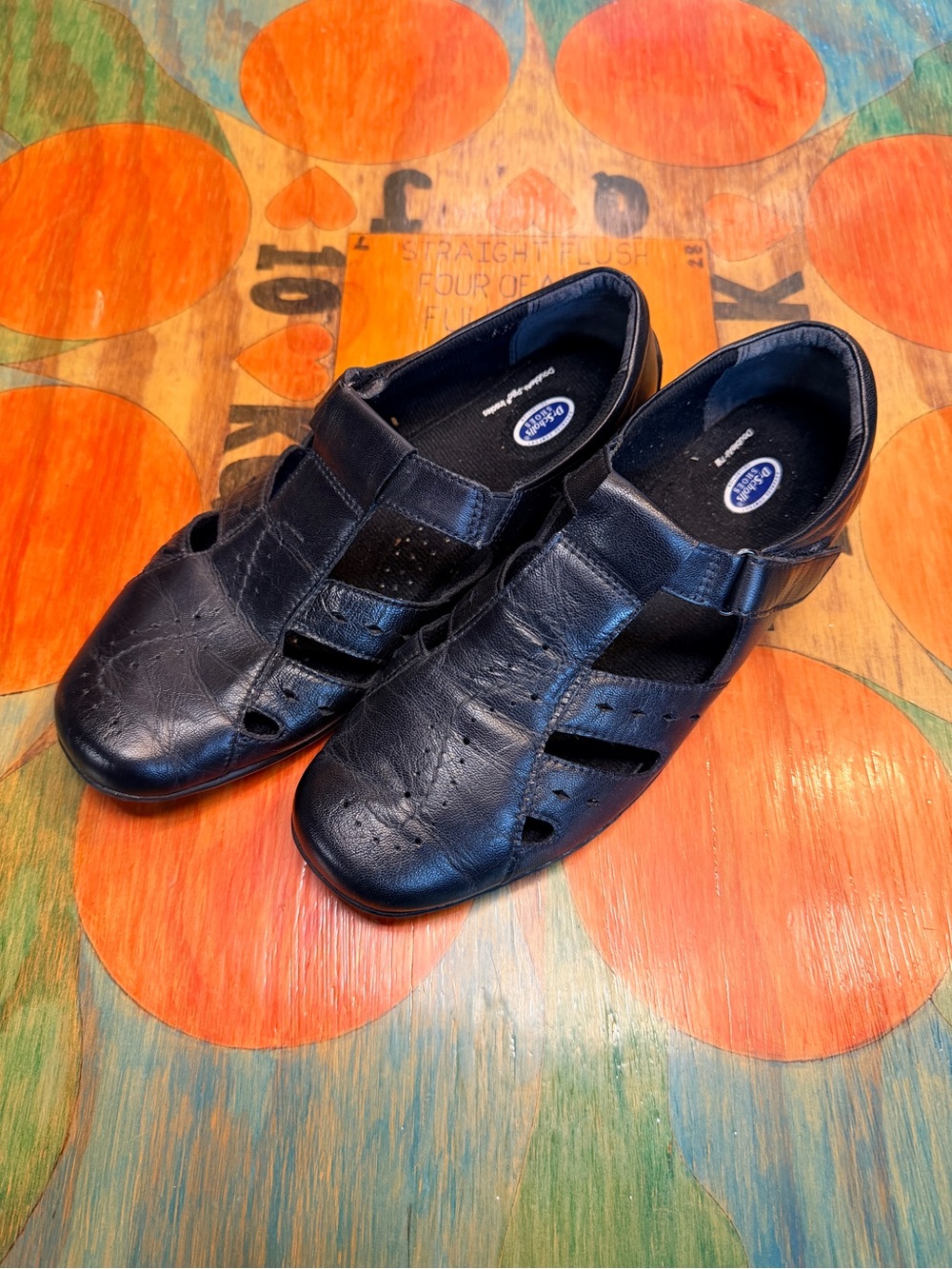 Dr Scholl's Shoes Womens Size 10W Black Double Air Pillo Comfort Leather Casual